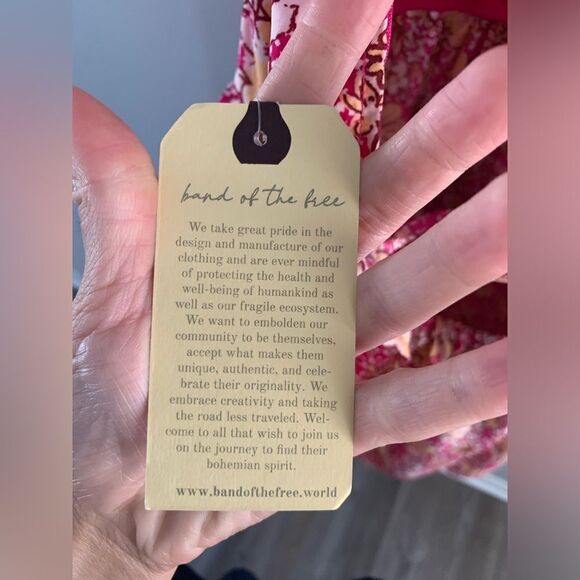 NWT Band Of The Free India Floral Mini Sun Dress Pink Yellow Size M Daisies Boho - Picture 7 of 8